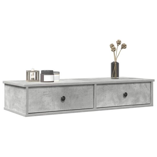 Wandschap Met Lades 100X37,5X19 Cm Bewerkt Hout 100 x 34 x 19 cm Betongrijs