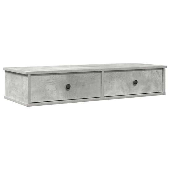 Wandschap Met Lades 100X37,5X19 Cm Bewerkt Hout 100 x 34 x 19 cm Betongrijs