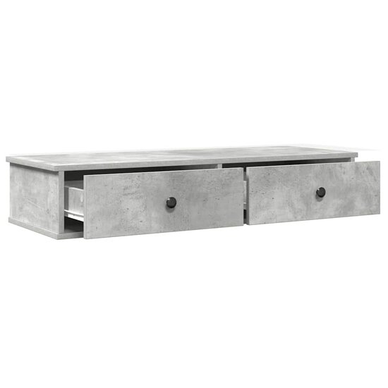Wandschap Met Lades 100X37,5X19 Cm Bewerkt Hout 100 x 34 x 19 cm Betongrijs