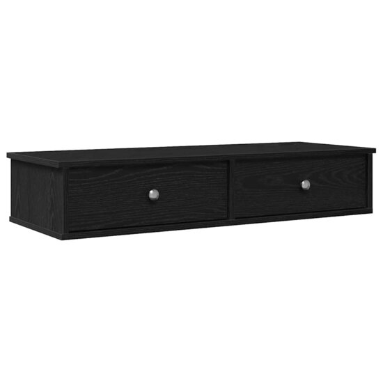 Wandschap Met Lades 100X37,5X19 Cm Bewerkt Hout 100 x 34 x 19 cm Zwart