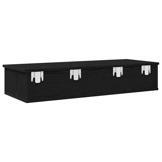 Wandschap Met Lades 100X37,5X19 Cm Bewerkt Hout 100 x 34 x 19 cm Zwart