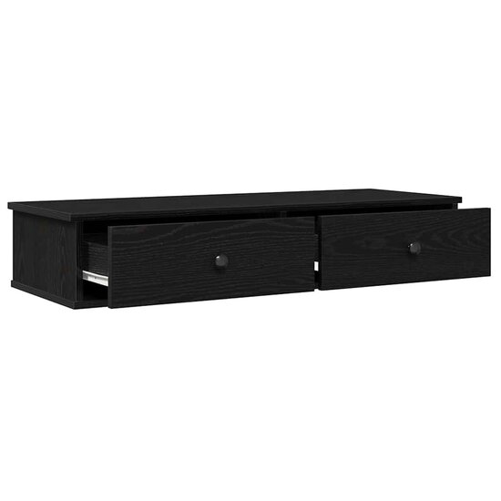 Wandschap Met Lades 100X37,5X19 Cm Bewerkt Hout 100 x 34 x 19 cm Zwart