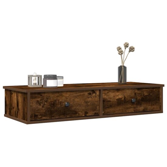 Wandschap Met Lades 100X37,5X19 Cm Bewerkt Hout 100 x 34 x 19 cm Gerookt eiken