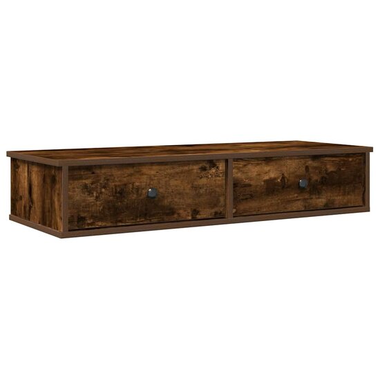 Wandschap Met Lades 100X37,5X19 Cm Bewerkt Hout 100 x 34 x 19 cm Gerookt eiken