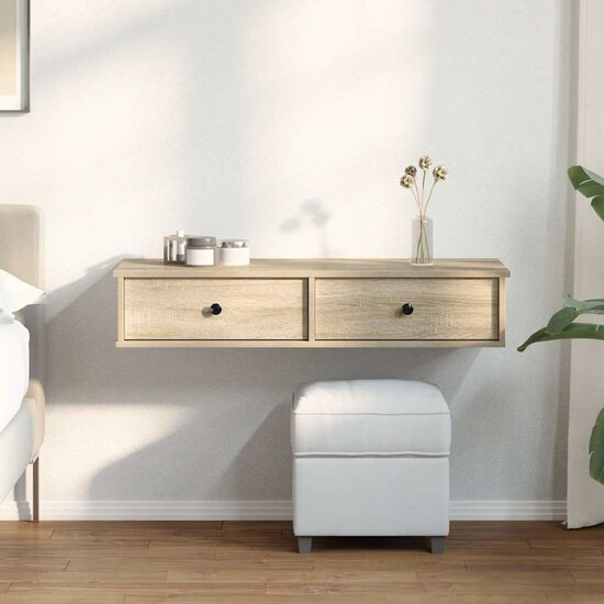 Wandschap Met Lades 100X37,5X19 Cm Bewerkt Hout 100 x 34 x 19 cm Sonoma eiken