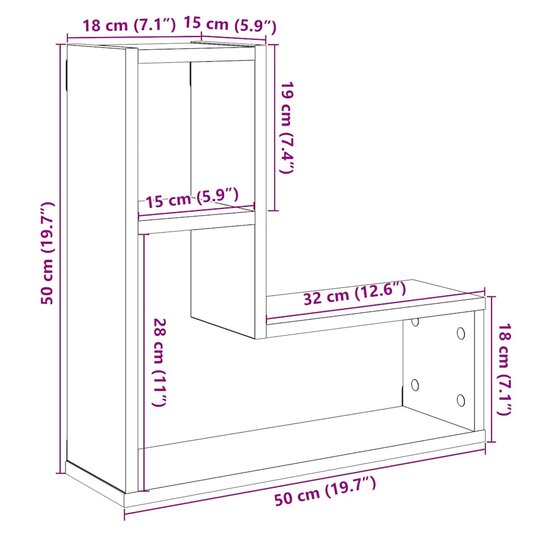 Wandschappen Kubus 50X15X50 Cm Bewerkt Hout Kleur Oud hout