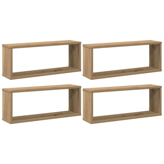 Wandschappen Kubus Hout Artisanaal Eiken Artisanaal Eikenkleurig 4 60 x 15 x 23 cm