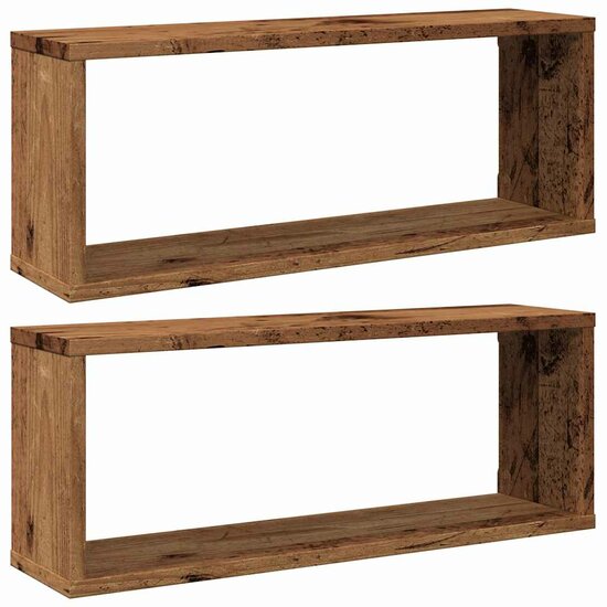 Wandschappen Kubus Bewerkt Hout Kleur Oud Hout 2 60 x 15 x 23 cm