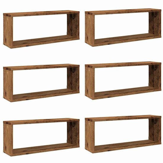 Wandschappen Kubus Bewerkt Hout Kleur Oud Hout 6 60 x 15 x 23 cm