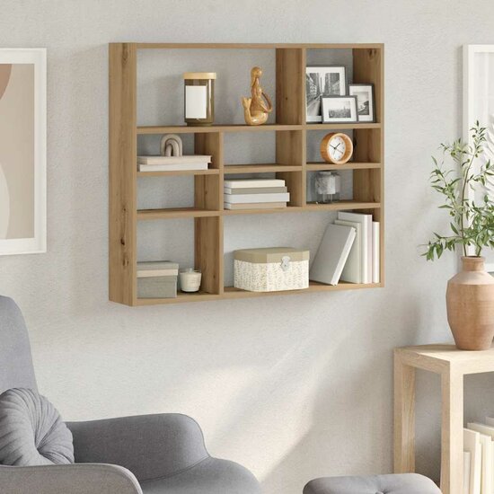 Wandschap 90X16X78 Cm Bewerkt Hout artisanaal eikenkleurig