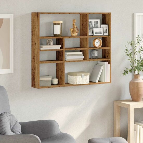 Wandschap 90X16X78 Cm Bewerkt Hout Kleurig Oud hout