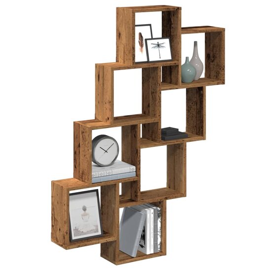 Wandschap Kubus 90X15X119,5 Cm Bewerkt Hout Kleurig Oud hout