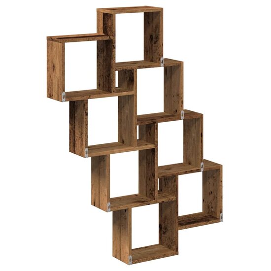 Wandschap Kubus 90X15X119,5 Cm Bewerkt Hout Kleurig Oud hout