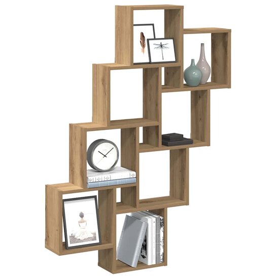 Wandschap Kubus 90X15X119,5 Cm Bewerkt Hout Artisanaal Eiken artisanaal eikenkleurig