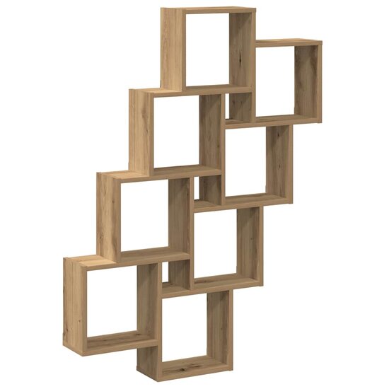 Wandschap Kubus 90X15X119,5 Cm Bewerkt Hout Artisanaal Eiken artisanaal eikenkleurig