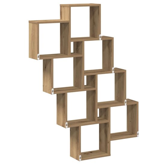 Wandschap Kubus 90X15X119,5 Cm Bewerkt Hout Artisanaal Eiken artisanaal eikenkleurig