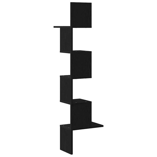 Hoekwandschap 32x32x127,5 cm bewerkt hout zwart