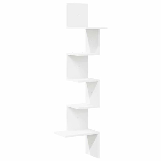 Hoekwandschap 32X32X127,5 Cm Bewerkt Hout 32 x 32 x 127.5 cm Wit