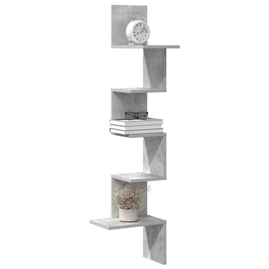 Hoekwandschap 32X32X127,5 Cm Bewerkt Hout 32 x 32 x 127.5 cm Betongrijs