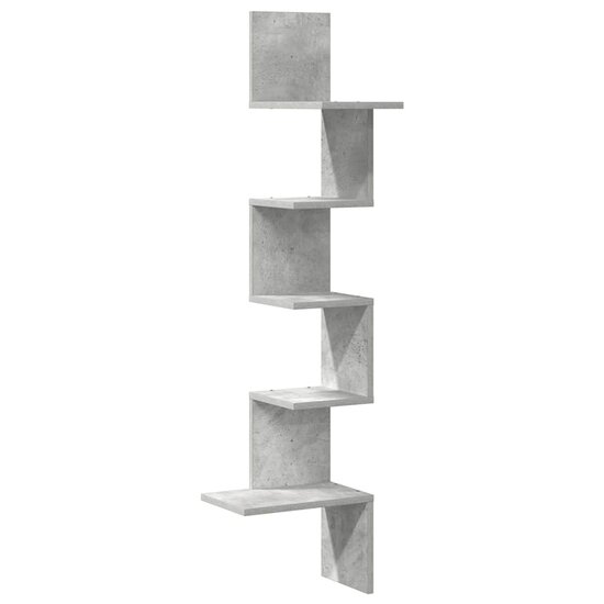 Hoekwandschap 32X32X127,5 Cm Bewerkt Hout 32 x 32 x 127.5 cm Betongrijs