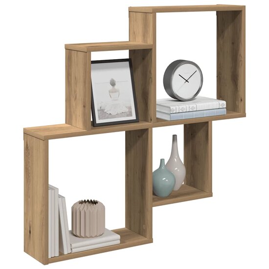 Wandschap 80X15X78,5 Cm Bewerkt Hout artisanaal eikenkleurig
