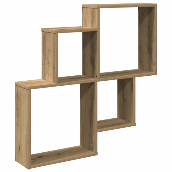 Wandschap 80X15X78,5 Cm Bewerkt Hout artisanaal eikenkleurig