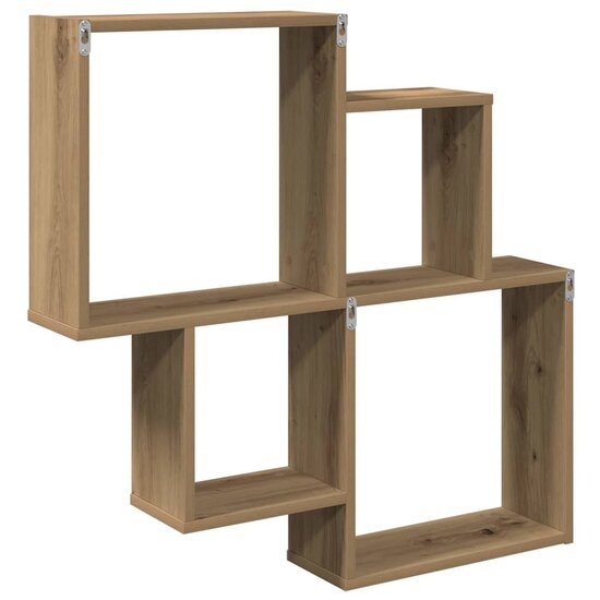 Wandschap 80X15X78,5 Cm Bewerkt Hout artisanaal eikenkleurig