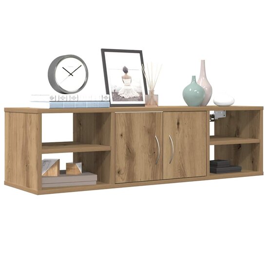 Wandkast 101x30x29 cm bewerkt hout artisanaal eikenkleurig