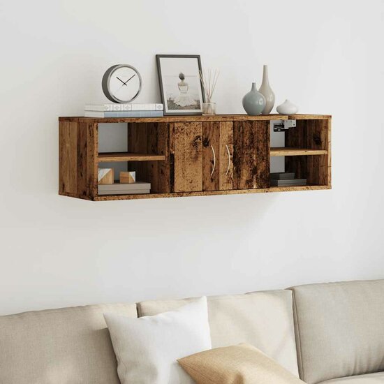 Wandkast 101X30X29 Cm Bewerkt Hout Kleurig Oud hout