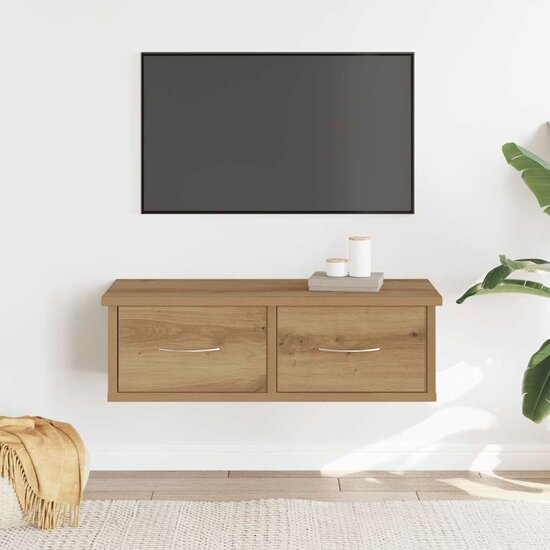 Wandkast 60X26X18,5 Cm Bewerkt Hout Artisanaal Eikenkleur artisanaal eikenkleurig