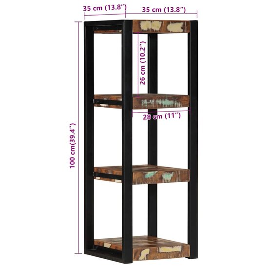 Wandschap 35X35X100 Cm Meerkleurig massief gerecycled hout
