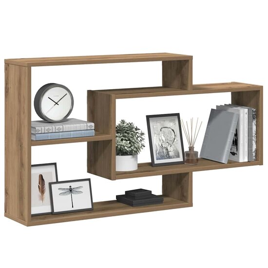 Wandschap 104X20X58,5 Cm Bewerkt Hout artisanaal eikenkleurig