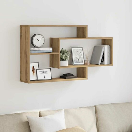 Wandschap 104X20X58,5 Cm Bewerkt Hout artisanaal eikenkleurig