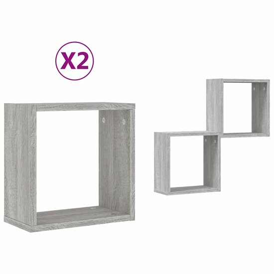 Wandrekken Kubus 30X15X30 Cm 2 Grijs sonoma