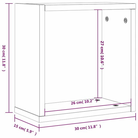 Wandrekken Kubus 30X15X30 Cm 4 Gerookt eiken