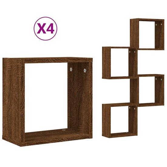 Wandschappen Kubus 30X15X30 Cm Sonoma Ig 4 bruin eikenkleur