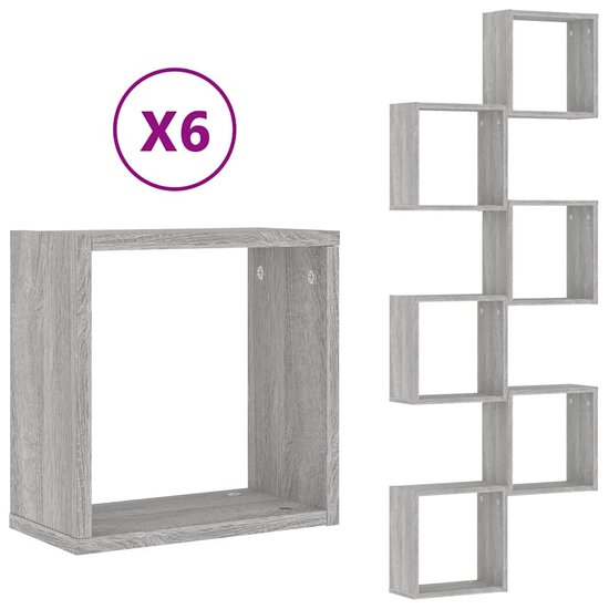 Wandschappen Kubus 30X15X30 Cm 6 Grijs sonoma