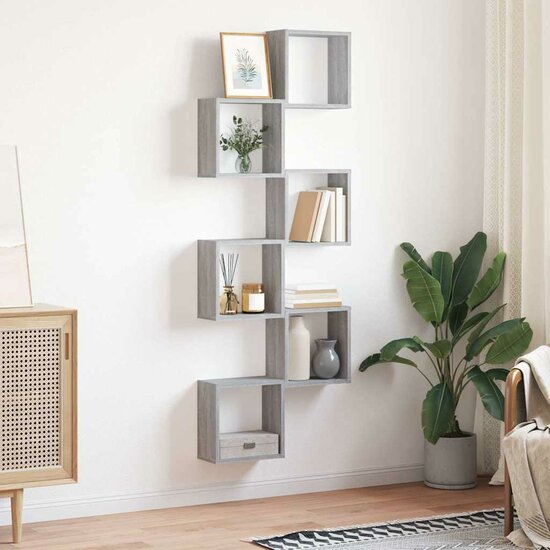 Wandschappen Kubus 30X15X30 Cm 6 Grijs sonoma