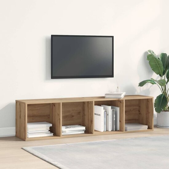 Boekenkast/Tv-Meubel 36X30X143Cm Bewerkt Hout Kleurig Oud hout