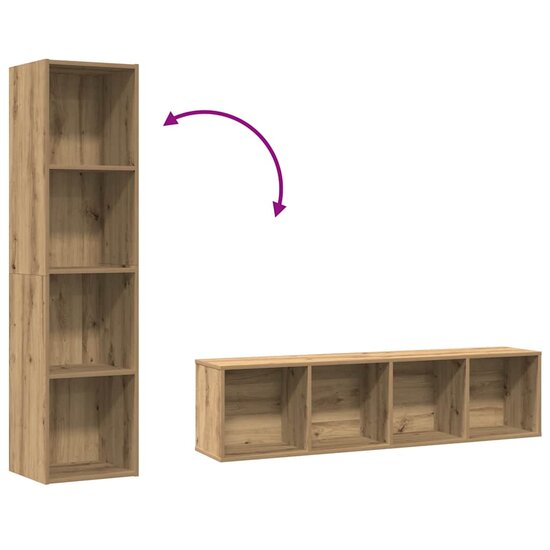 Boekenkast/Tv-Meubel 36X30X143Cm Bewerkt Hout Kleurig Oud hout