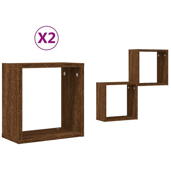 Wandrekken Kubus 30X15X30 Cm Gerookt Bruin Eiken 2 bruin eikenkleur