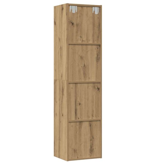 Boekenkast/Tv-Meubel 36X30X143Cm Bewerkt Hout Artisanaal Eiken artisanaal eikenkleurig