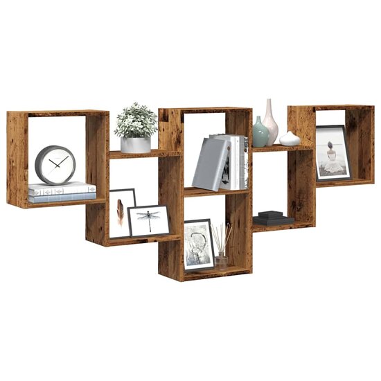 Wandschap 159X18X66 Cm Bewerkt Hout Kleurig Oud hout