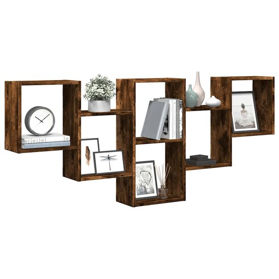 Wandschap 159X18X66 Cm Bewerkt Hout Kleurig Gerookt eiken
