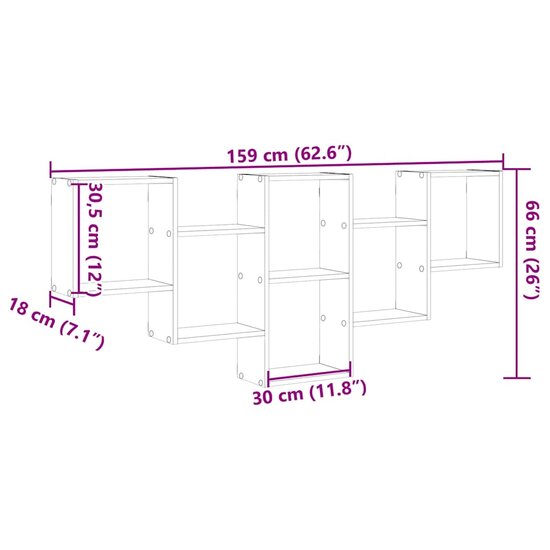 Wandschap 159X18X66 Cm Bewerkt Hout Kleurig Gerookt eiken