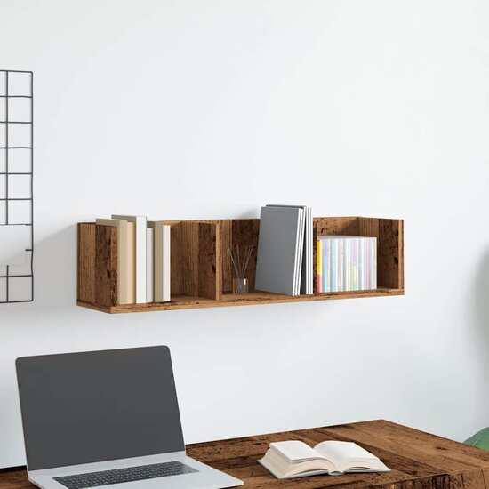 Cd-Wandschap 75X18X18 Cm Bewerkt Hout Kleurig Oud hout