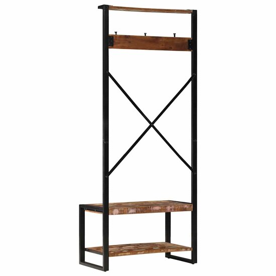 Kledingrek 80X40X190 Cm Massief Gerecycled Hout Meerkleurig Multikleur