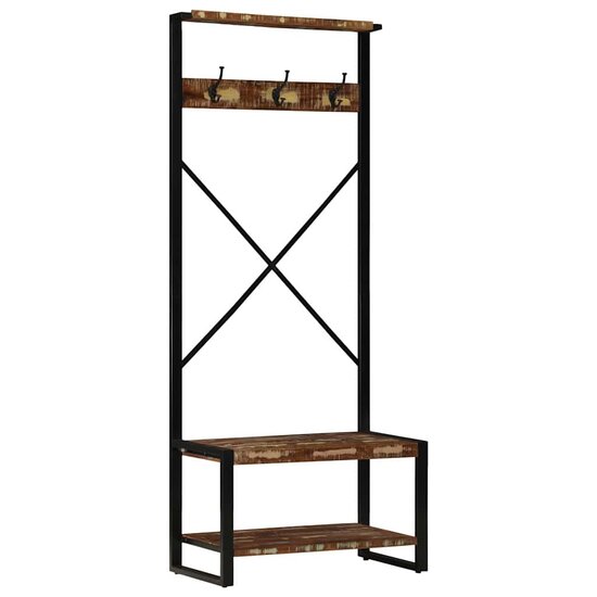 Kledingrek 80X40X190 Cm Massief Gerecycled Hout Meerkleurig Multikleur