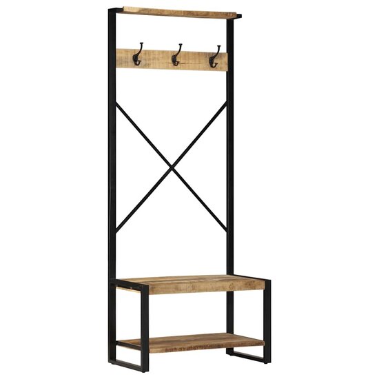 Kledingrek 80X40X190 Cm Massief Ruw Hout Mango Bruin