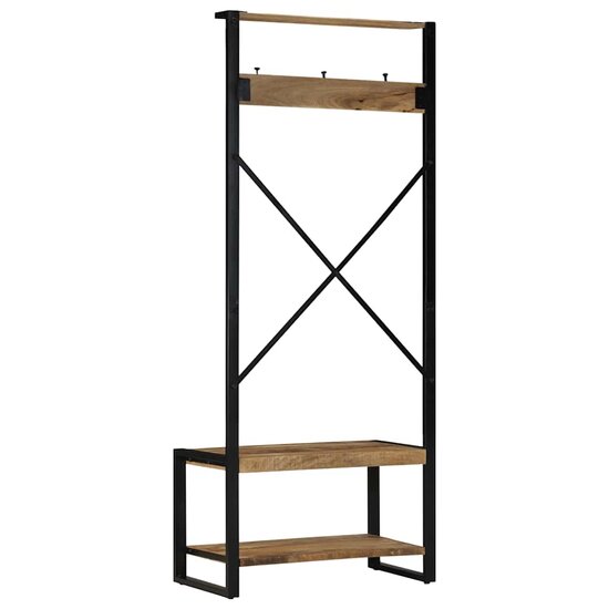 Kledingrek 80X40X190 Cm Massief Ruw Hout Mango Bruin